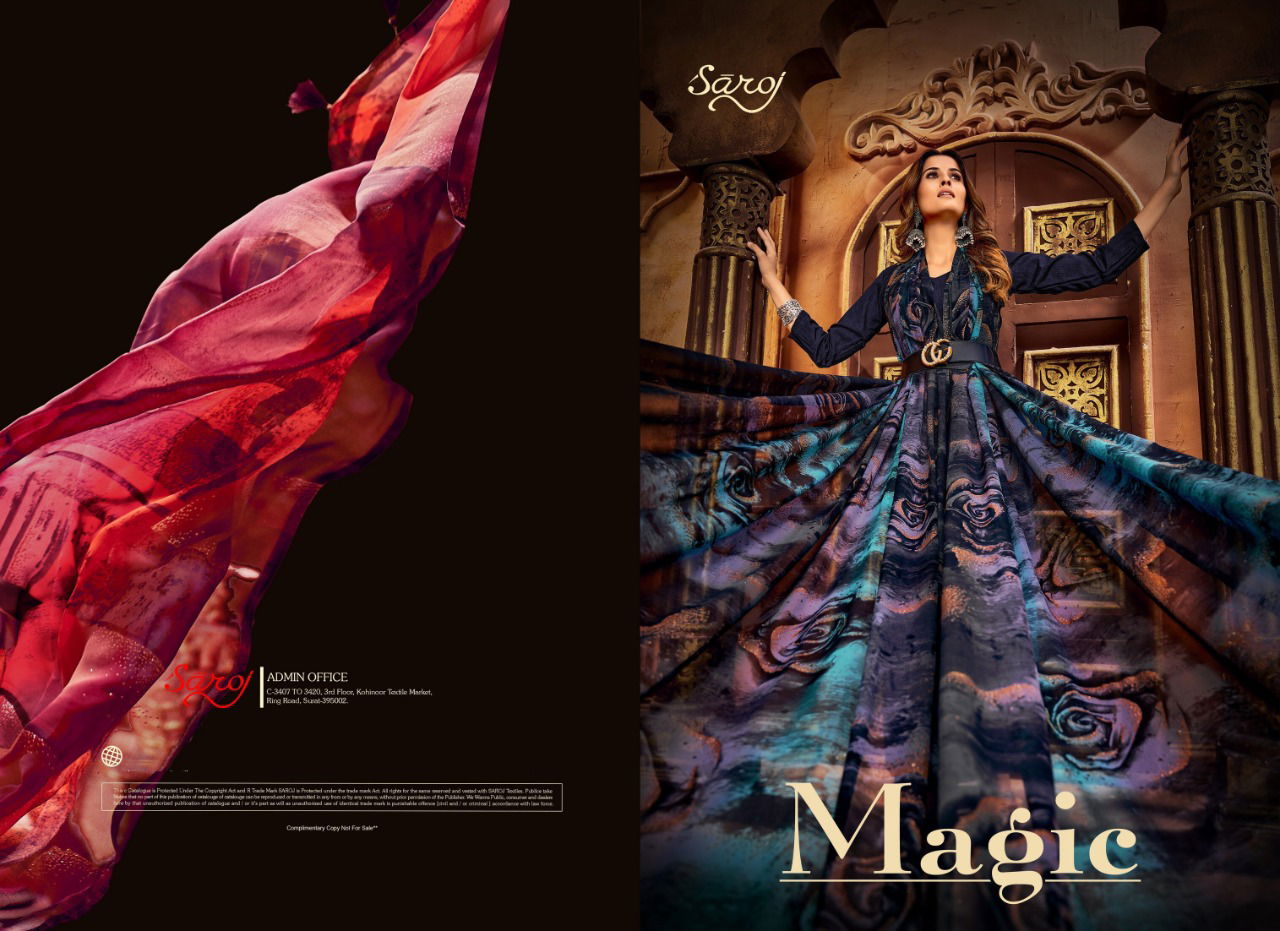 Saroj Magic New Ethnic Wear Printed Georgette Saree Latest Collection